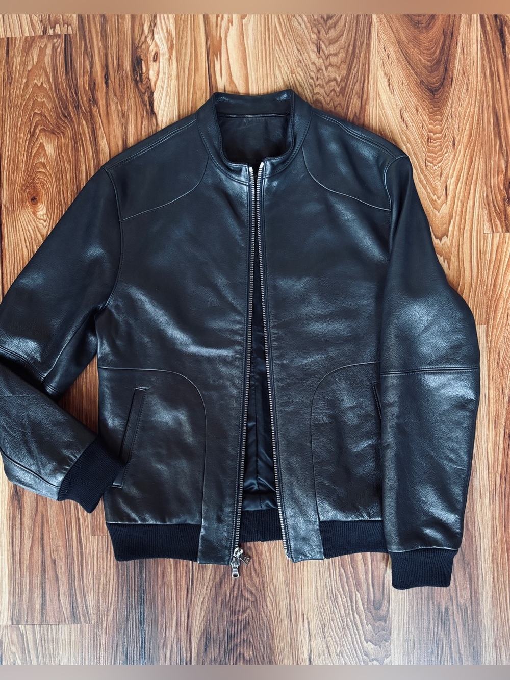 Jardine Leather Cafe Racer Jacket 38 Black USA Made RIRI Zippers Rag & Bone Rare